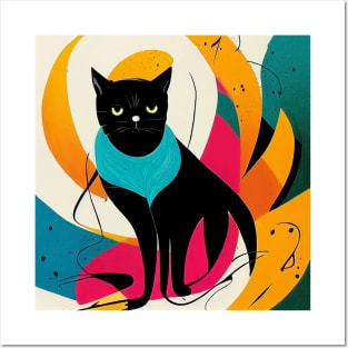 Abstract Cat Posters and Art